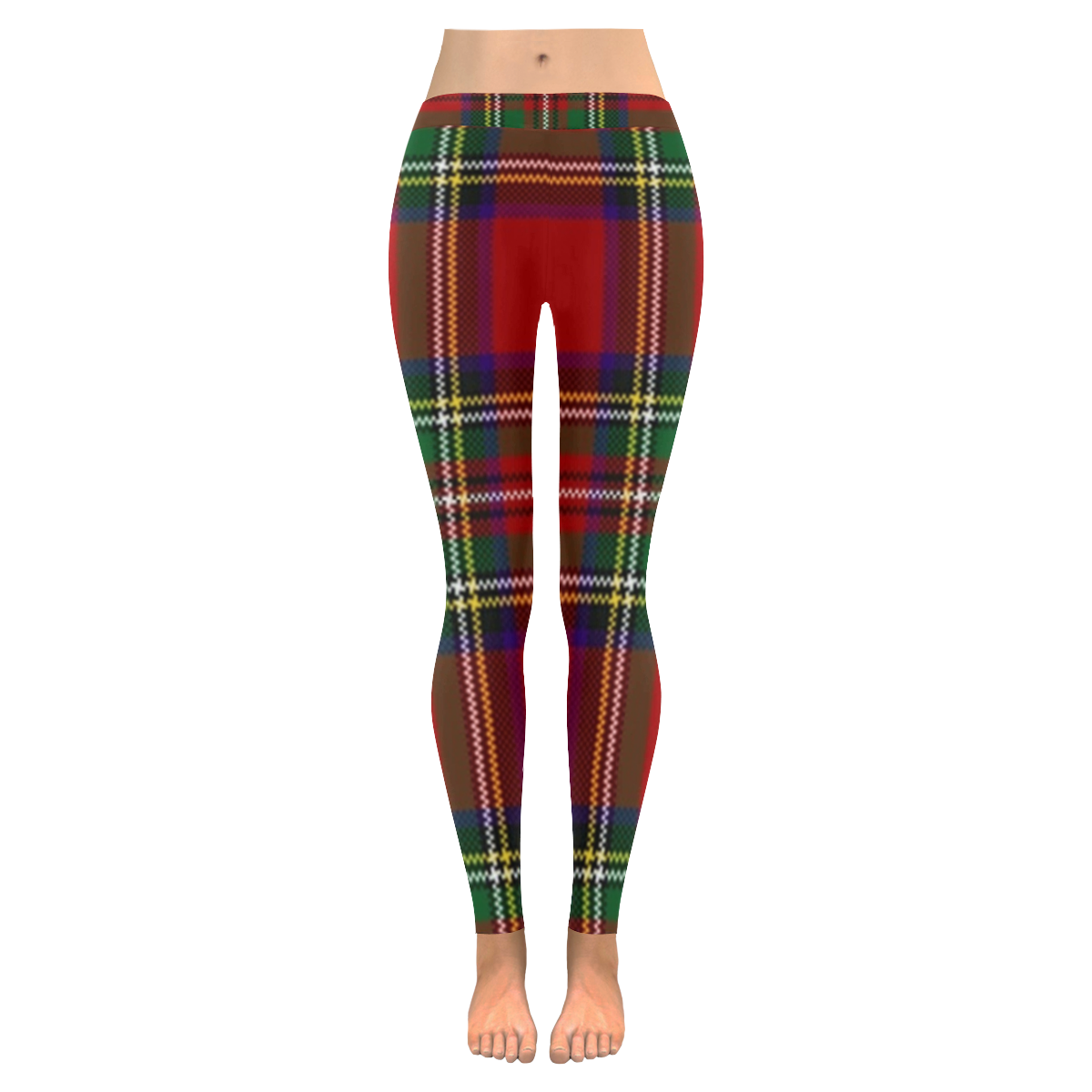 Red Tartan Plaid Women's Low Rise Leggings (Invisible Stitch) (Model L05)