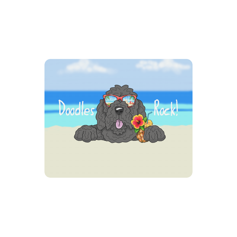 Doodle Beach- black Rectangle Mousepad