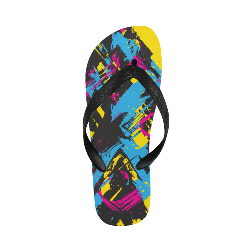 Colorful paint stokes on a black background Flip Flops for Men/Women (Model 040)
