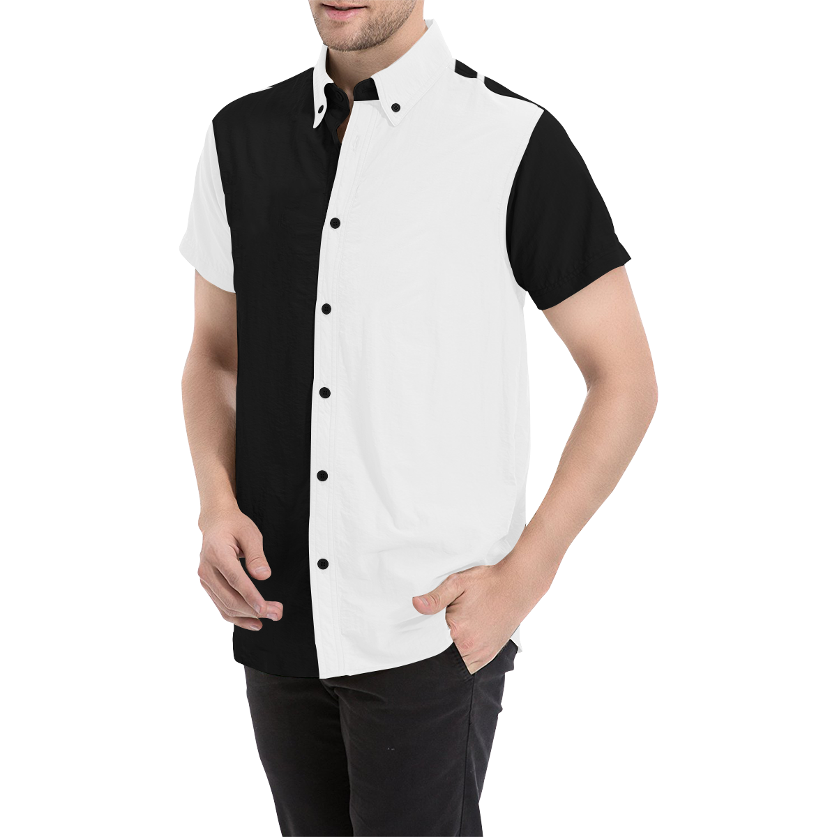 black and white 2 Men's All Over Print Short Sleeve Shirt (Model T53)