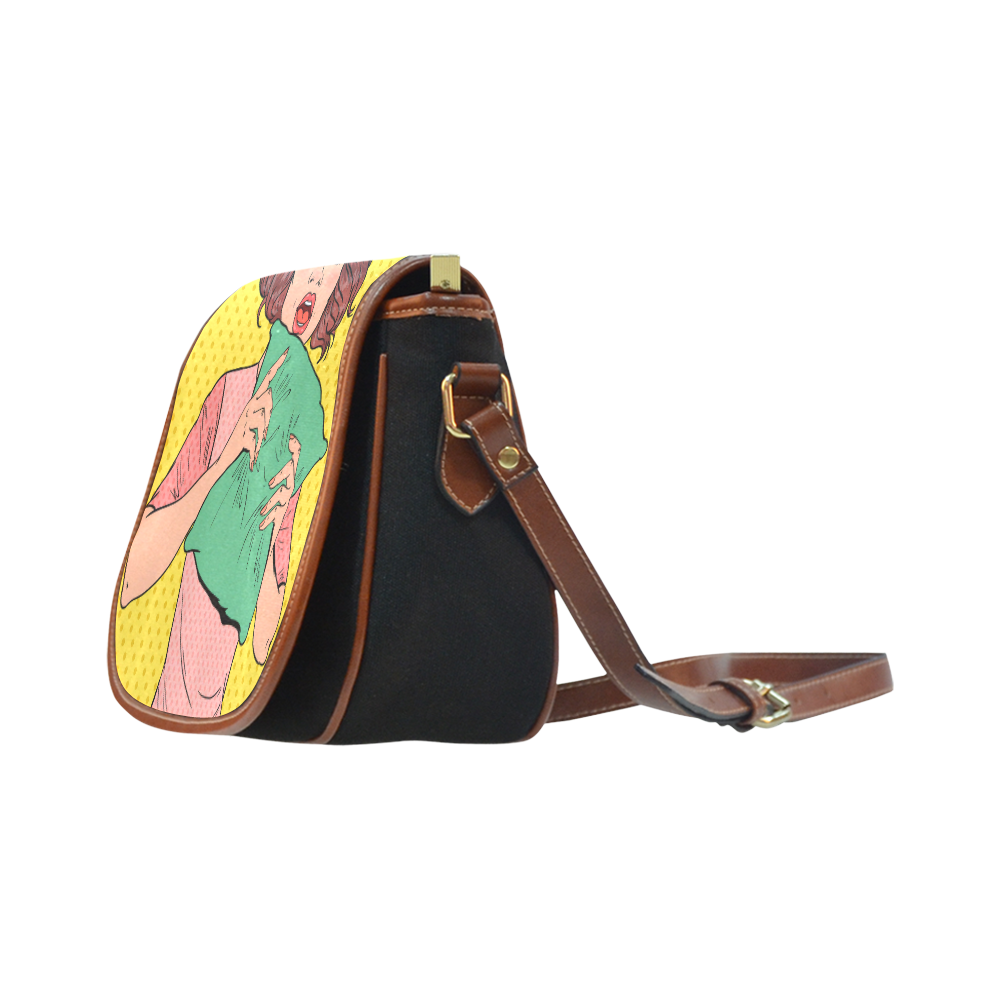 Pop Art Girl Saddle Bag/Small (Model 1649)(Flap Customization)