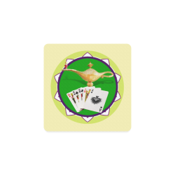 LasVegasIcons Poker Chip - Magic Lamp on Yellow Square Coaster