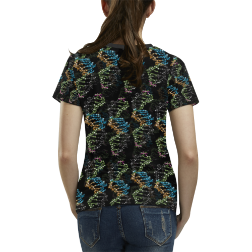 DNA pattern - Biology - Scientist All Over Print T-shirt for Women/Large Size (USA Size) (Model T40)
