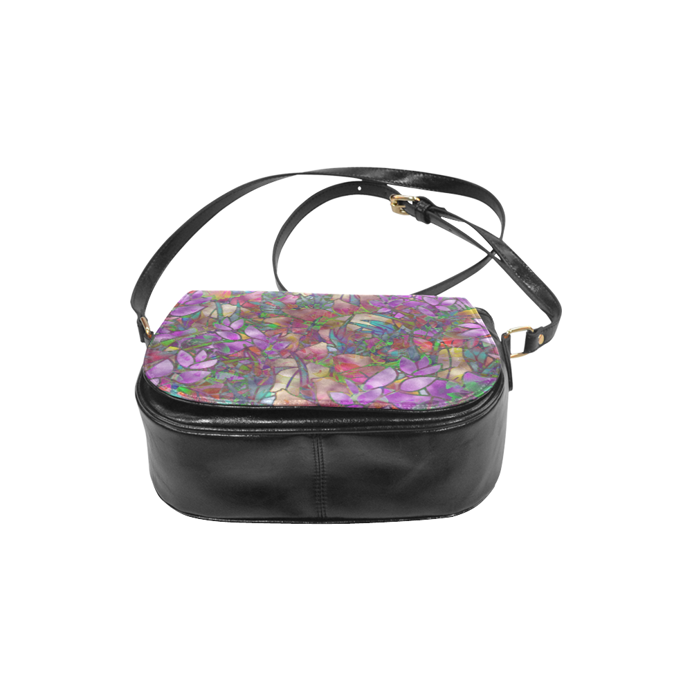 Floral Abstract Stained Glass G175 Classic Saddle Bag/Large (Model 1648)