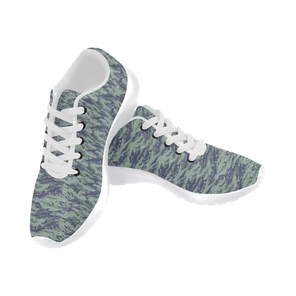 Jungle Tiger Stripe Green Camouflage Men's Running Shoes/Large Size (Model 020)