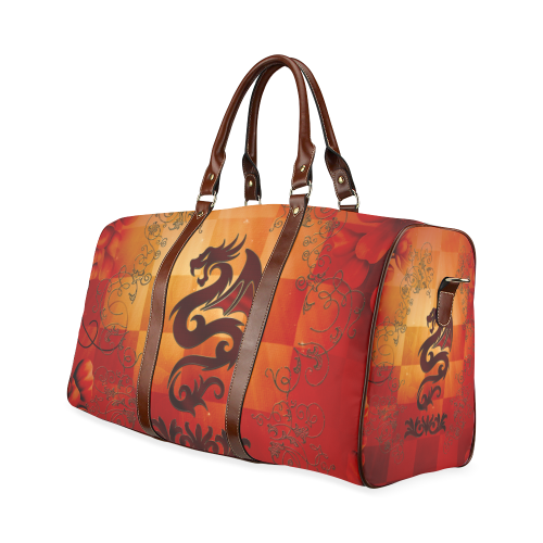 Tribal dragon  on vintage background Waterproof Travel Bag/Large (Model 1639)