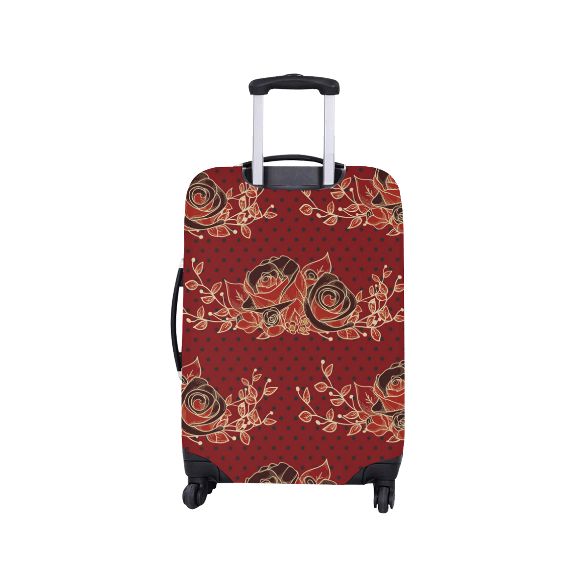 Dotwork Roses Bouquet - Dark Red Blck Luggage Cover/Small 18"-21"