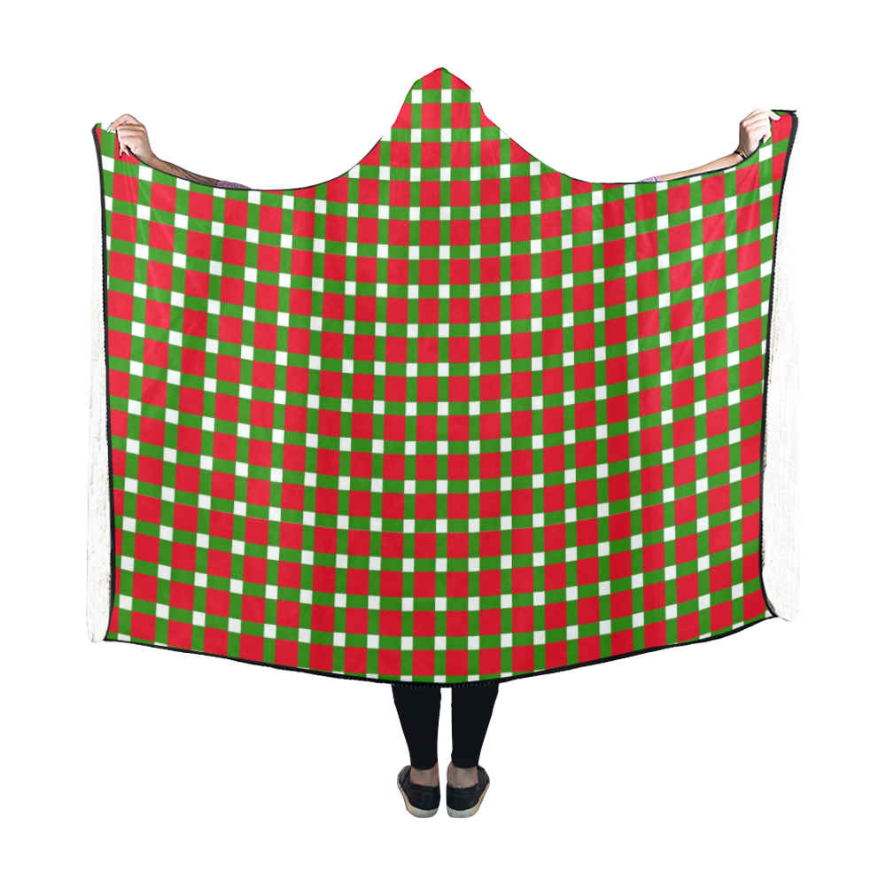Christmas Plaid 2 Hooded Blanket 60''x50''