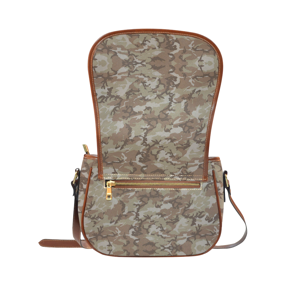 Woodland Desert Brown Camouflage Saddle Bag/Small (Model 1649) Full Customization