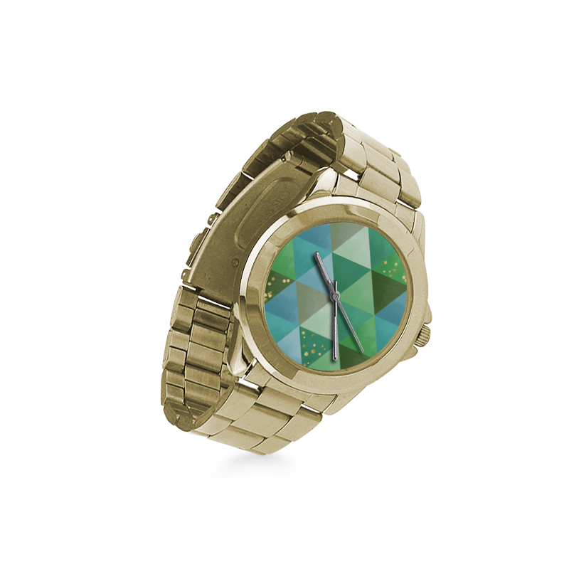 Triangle Pattern - Green Teal Khaki Moss Custom Gilt Watch(Model 101)