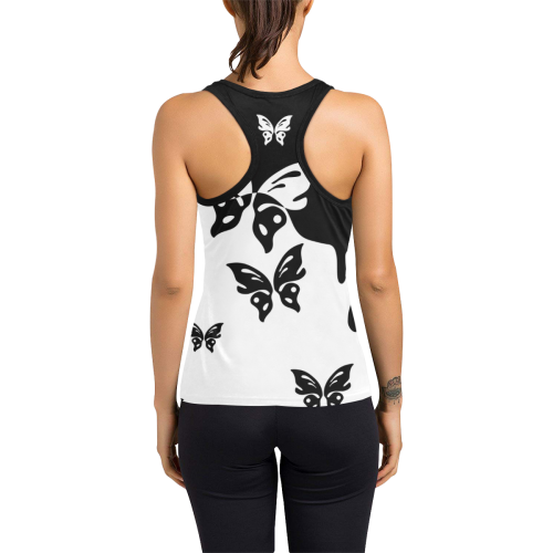Animals Nature - Splashes Tattoos with Butterflies Women's Racerback Tank Top (Model T60)