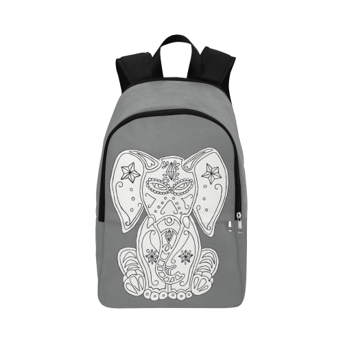 Color Me Sugar Skull Elephant Grey Fabric Backpack for Adult (Model 1659)