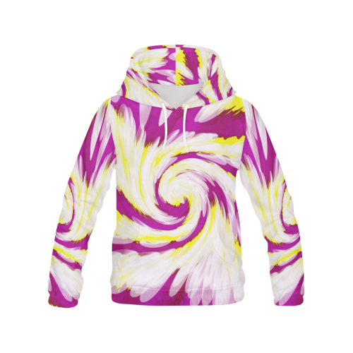Pink Yellow Tie Dye Swirl Abstract All Over Print Hoodie for Men (USA Size) (Model H13)