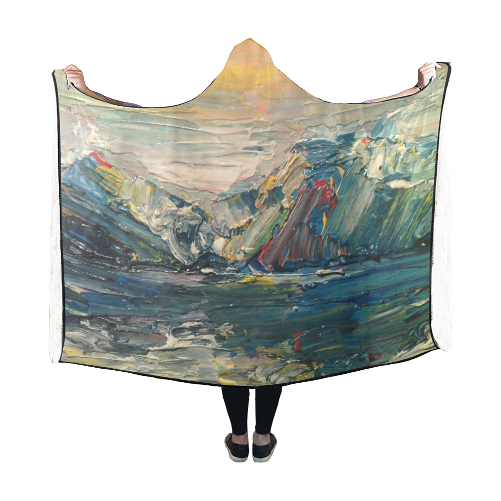 Mountains painting Hooded Blanket 60''x50''
