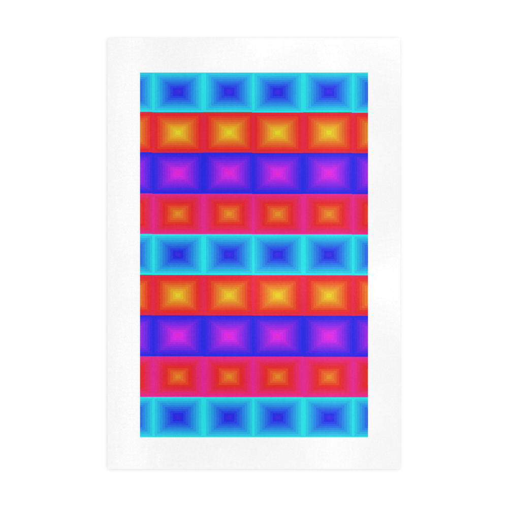 Red yellow blue orange multicolored multiple squares Art Print 19‘’x28‘’