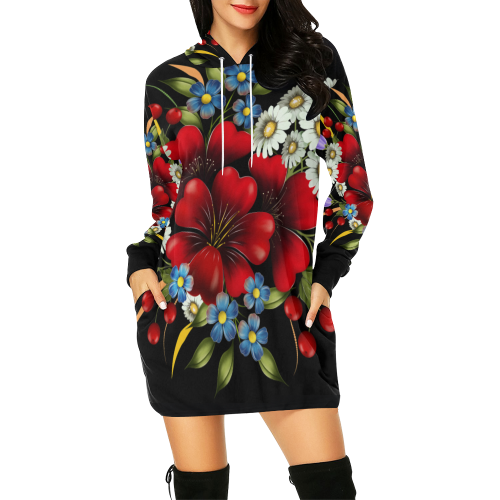 Bouquet Of Flowers All Over Print Hoodie Mini Dress (Model H27)