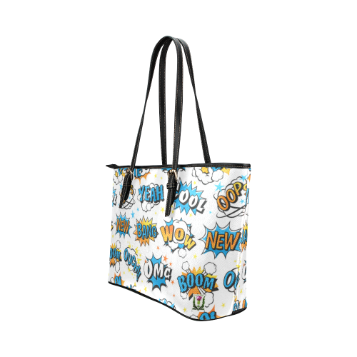 Fairlings Delight's Pop Art Collection- Comic Bubbles 53086wowboom1b Leather Tote Bag/Small Leather Tote Bag/Small (Model 1651)