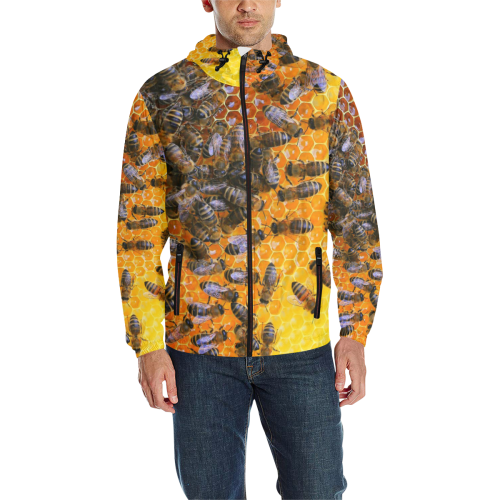 HONEY BEES 4 All Over Print Quilted Windbreaker for Men (Model H35)