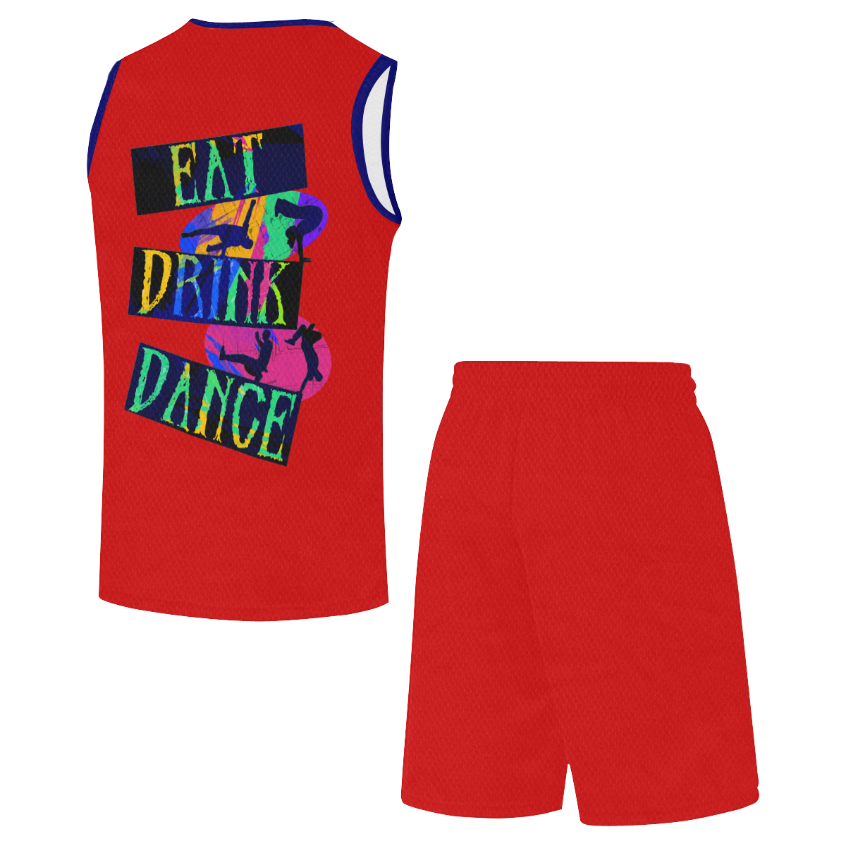 Break Dancing Colorful / Red All Over Print Basketball Uniform