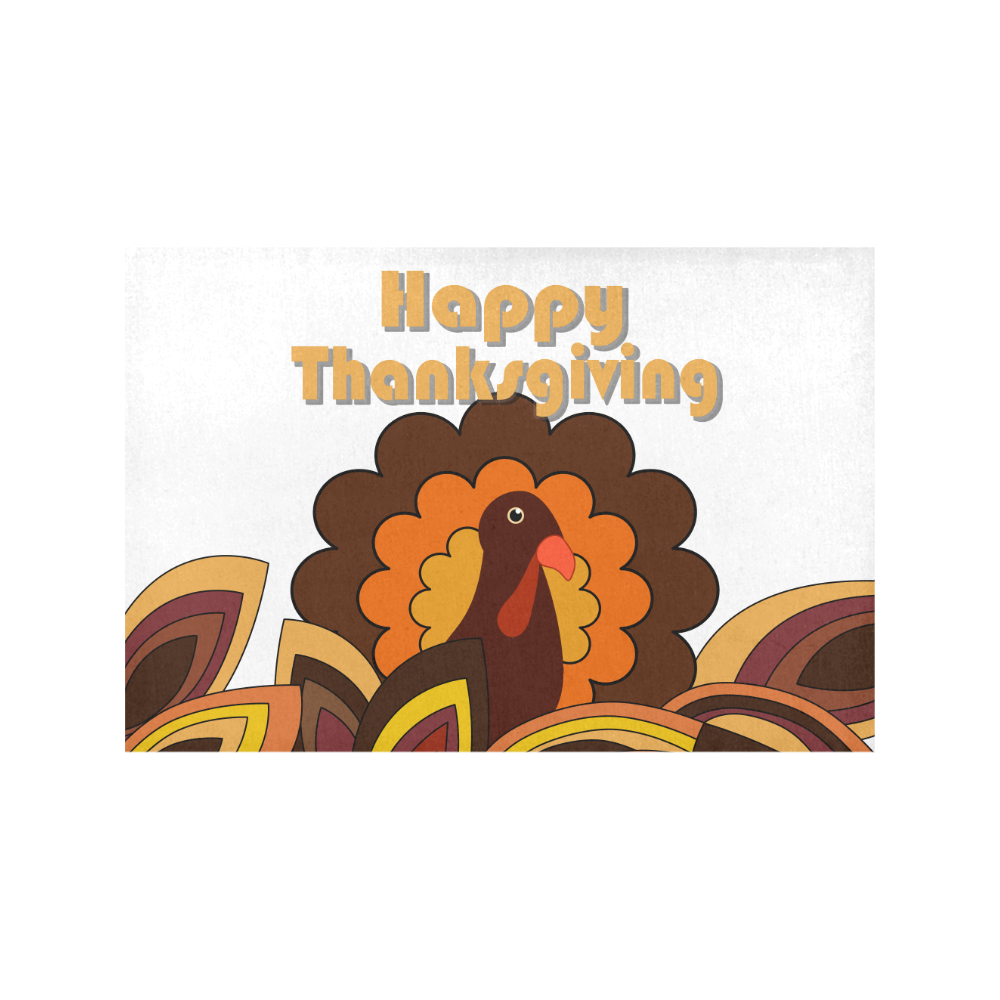 Retro Turkey Happy Thanksgiving Placemat 12’’ x 18’’ (Set of 6)