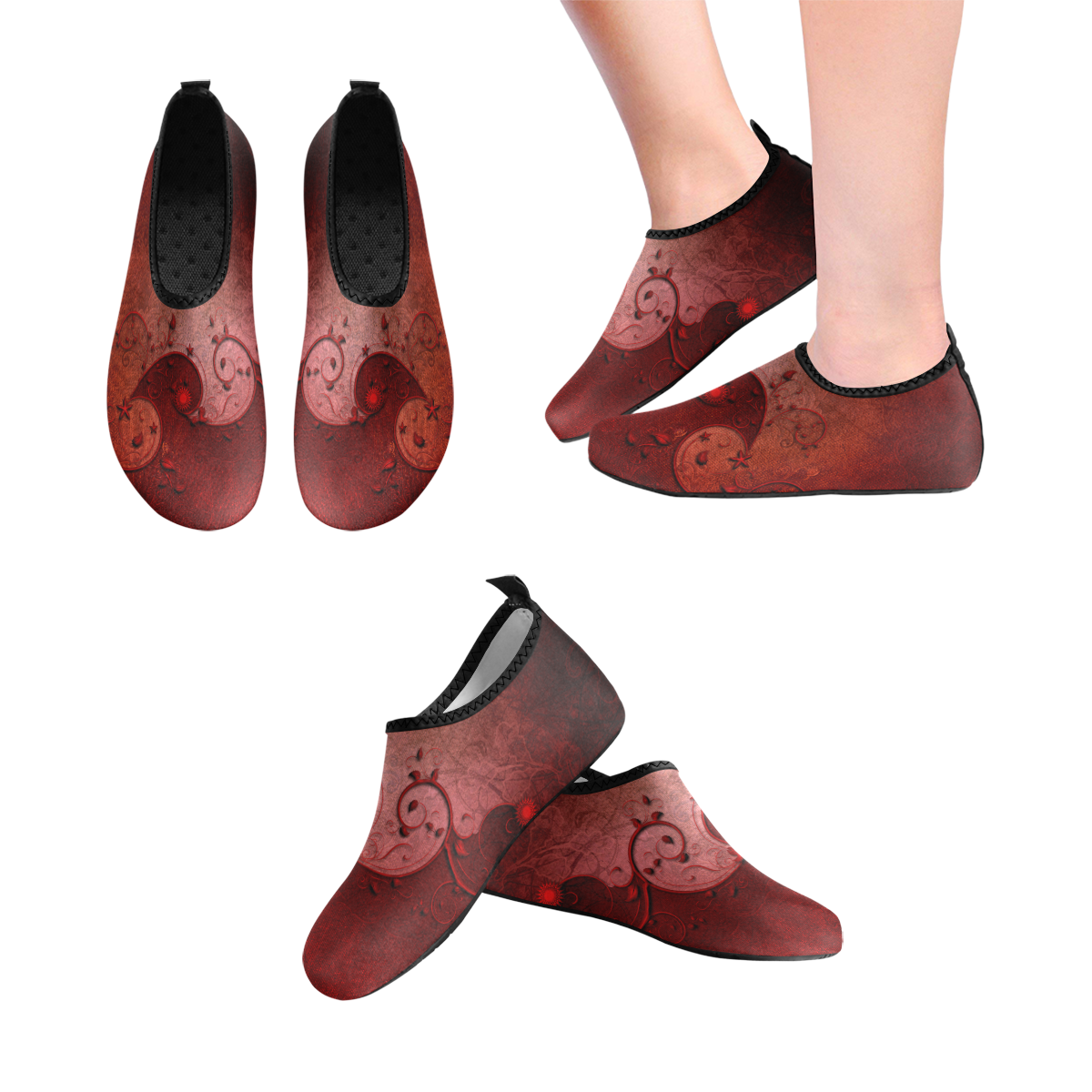 Soft decorative floral design Men's Slip-On Water Shoes (Model 056)