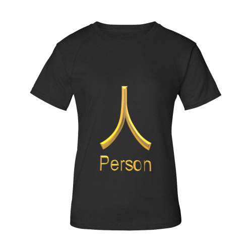 s-Golden Asian Symbol for Person Women's Raglan T-Shirt/Front Printing (Model T62)
