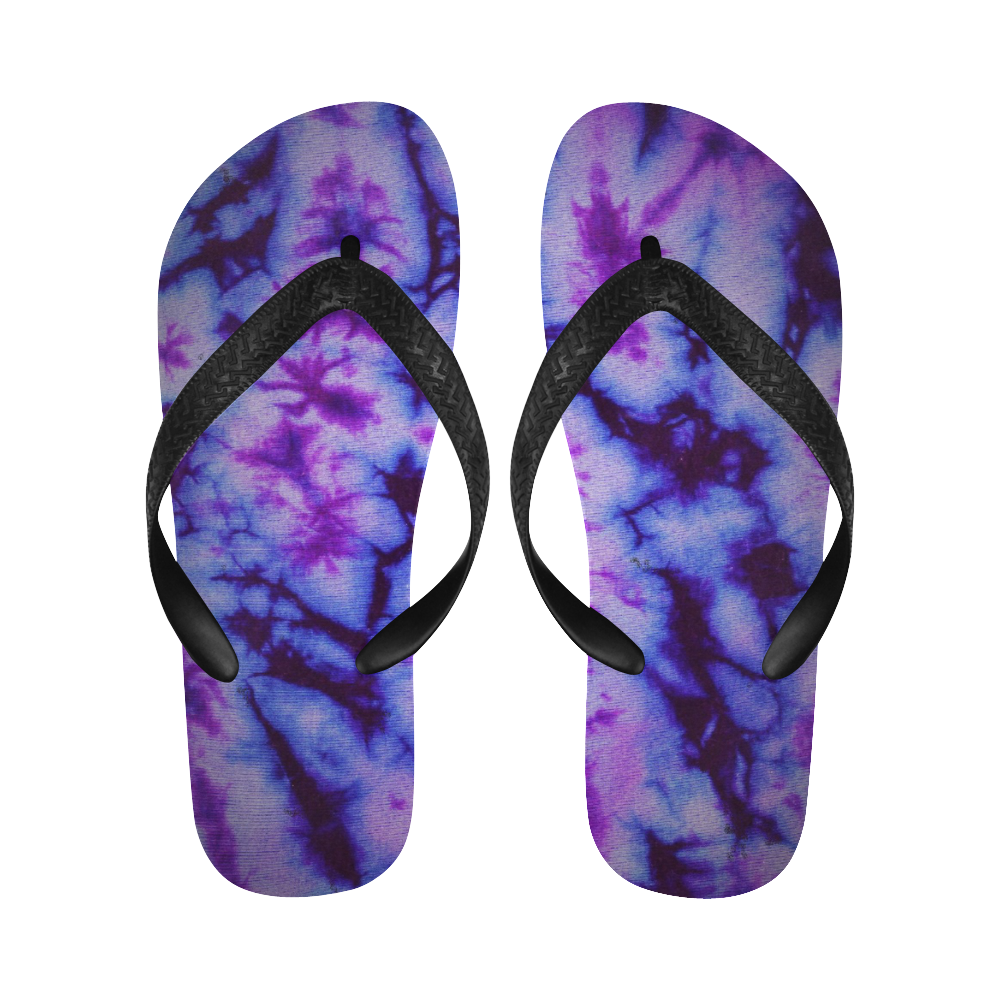 tie dye purple groovy retro swirl Flip Flops for Men/Women (Model 040)
