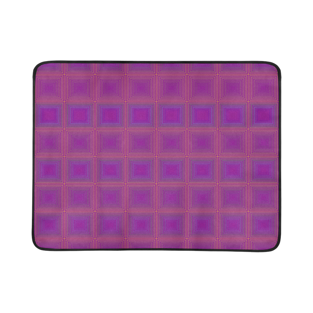 Purple gold multicolored multiple squares Beach Mat 78"x 60"