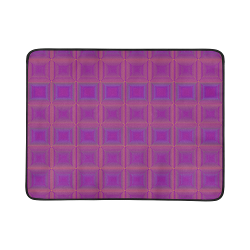 Purple gold multicolored multiple squares Beach Mat 78"x 60"