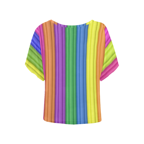 rainbow Women's Batwing-Sleeved Blouse T shirt (Model T44)