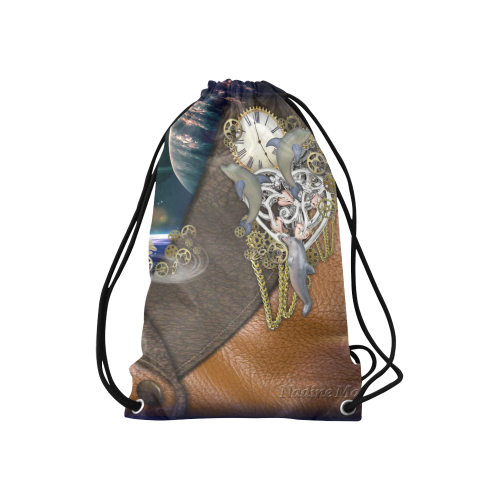 Our dimension of Time Small Drawstring Bag Model 1604 (Twin Sides) 11"(W) * 17.7"(H)