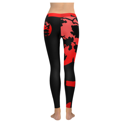 Japanese Sunset Women's Cherry Blossom Sports & Yoga Women's Low Rise Leggings (Invisible Stitch) (Model L05)