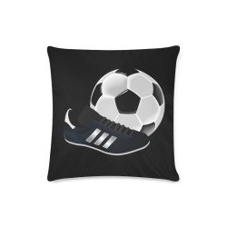 Soccer Ball and Shoe on Black Custom Zippered Pillow Case 16"x16"(Twin Sides)
