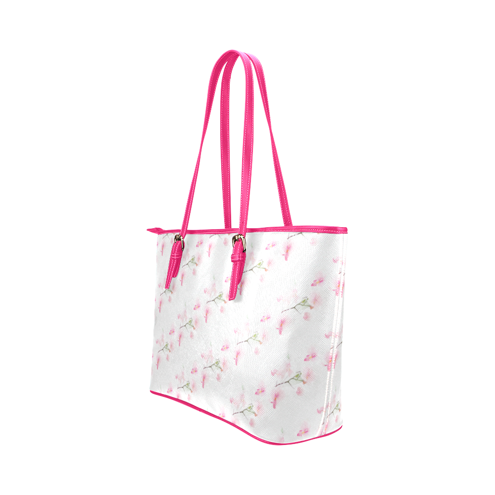 PATTERN ORCHIDÉES Leather Tote Bag/Small (Model 1651)