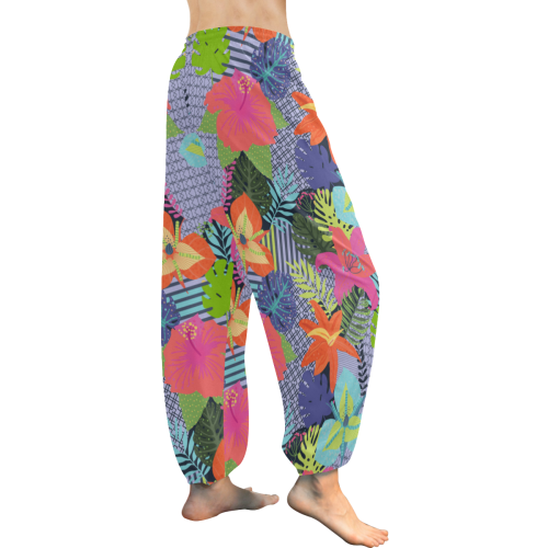 Geometric Shapes Tropical Flowers Pattern 1 Women's All Over Print Harem Pants (Model L18)