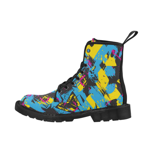 Colorful paint stokes on a black background Martin Boots for Men (Black) (Model 1203H)