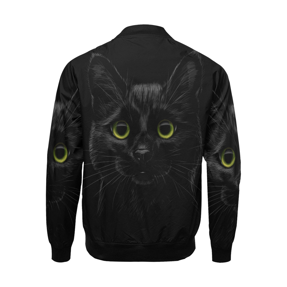 Black Cat All Over Print Bomber Jacket for Men (Model H19)