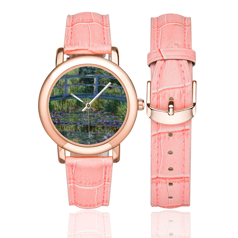 POND Women's Rose Gold Leather Strap Watch(Model 201)