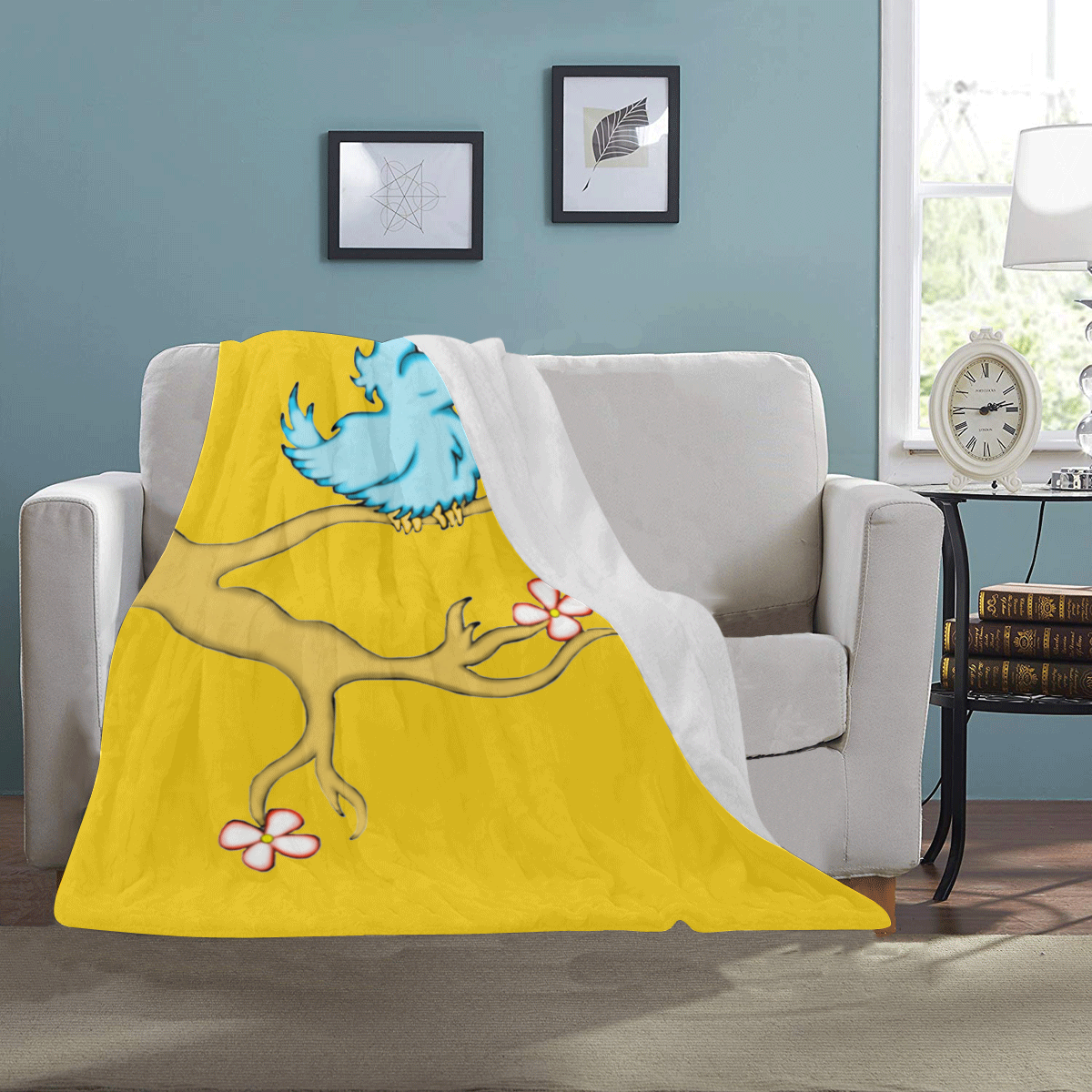Springtime Bluebird Gold Ultra-Soft Micro Fleece Blanket 40"x50"