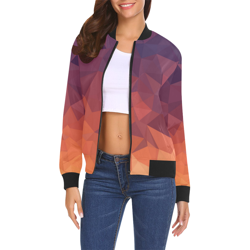 Jacket with DESIGN BLOCKS All Over Print Bomber Jacket for Women (Model H19)