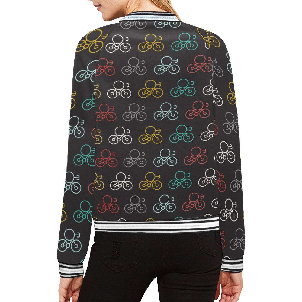 bicycle seamless All Over Print Bomber Jacket for Women (Model H21)