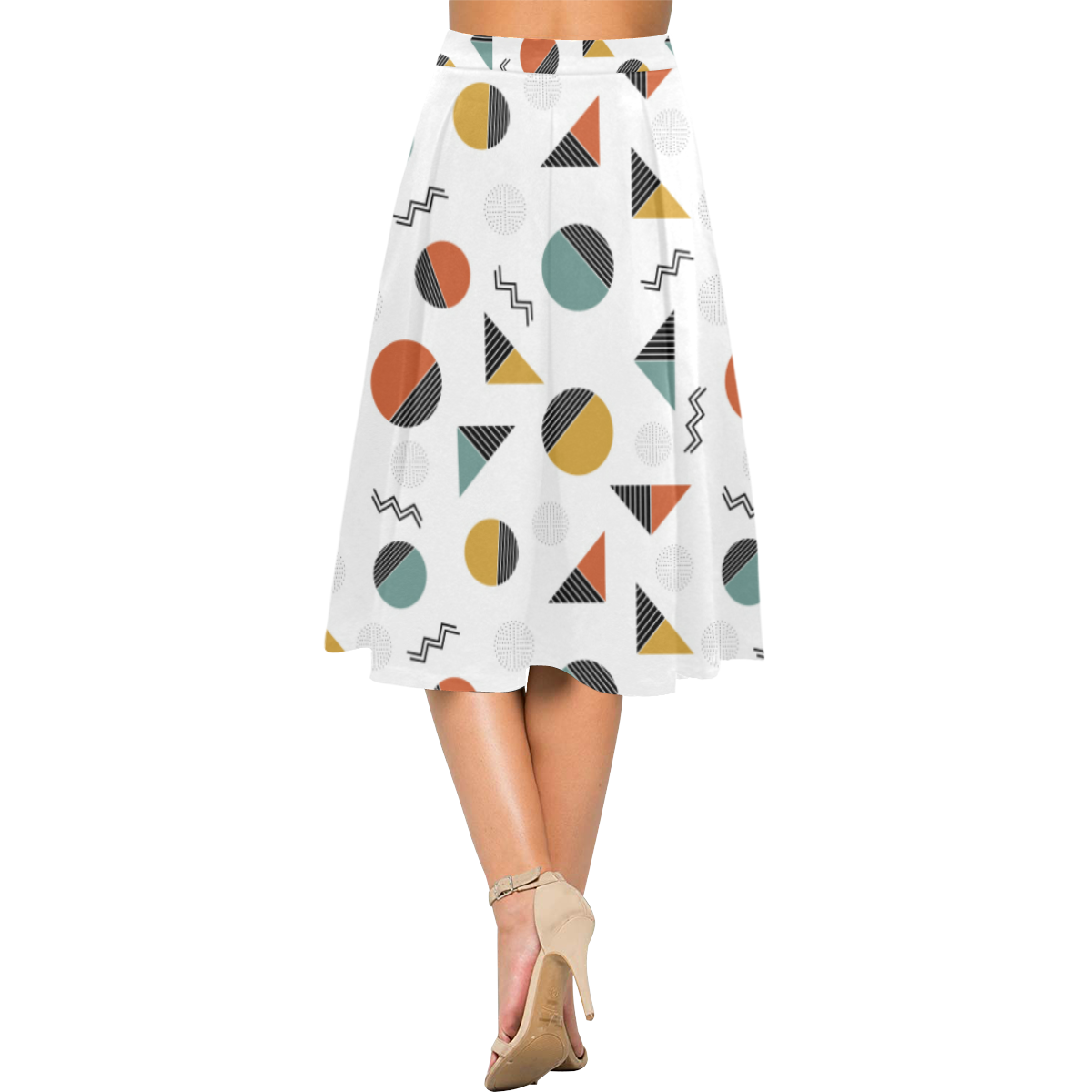 Geo Cutting Shapes Aoede Crepe Skirt (Model D16)