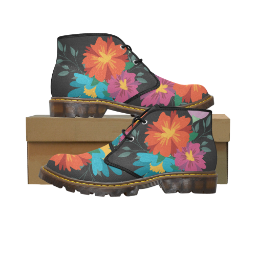 FLORAL DESIGN 21 Women's Canvas Chukka Boots/Large Size (Model 2402-1)