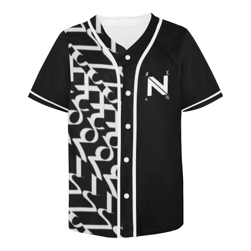 NUMBERS Collection 1234567/N Black/White All Over Print Baseball Jersey for Men (Model T50)