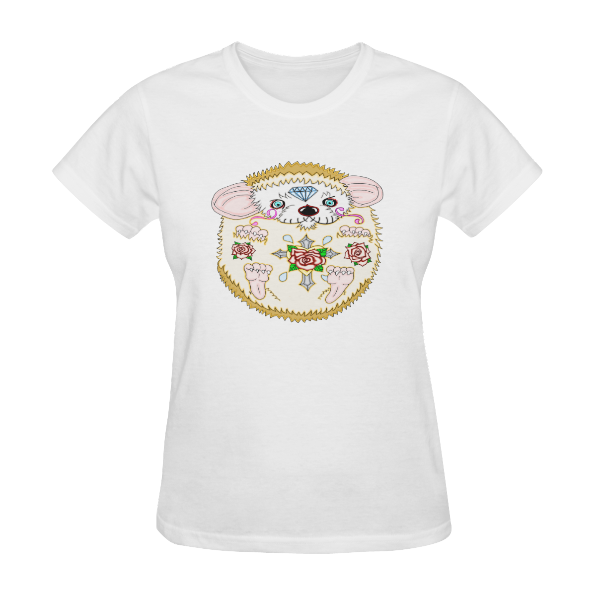 Sugar Skull Hedgehog White Women's T-Shirt in USA Size (Two Sides Printing)