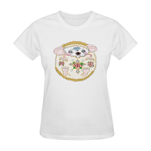 Sugar Skull Hedgehog White Women's T-Shirt in USA Size (Two Sides Printing)