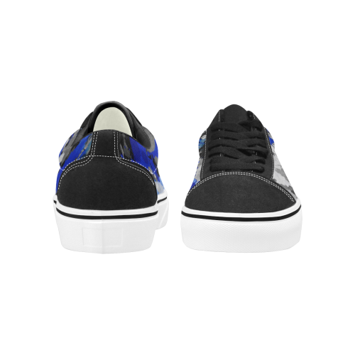 Blue and Grey Paint Splatter Men's Low Top Skateboarding Shoes (Model E001-2)