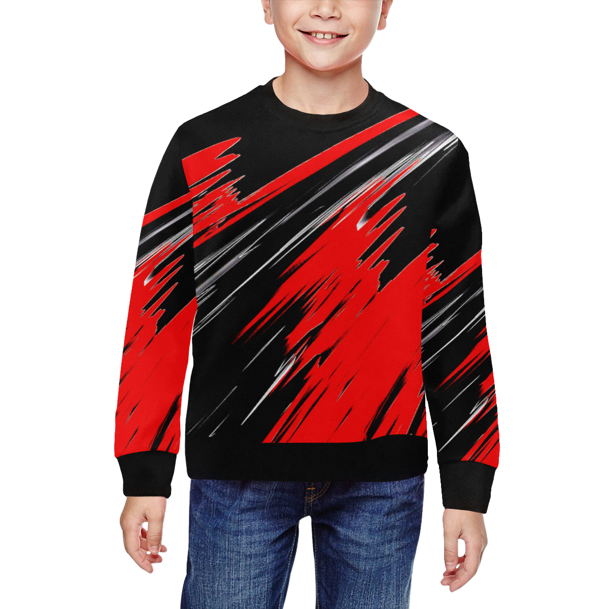 Red strips All Over Print Crewneck Sweatshirt for Kids (Model H29)