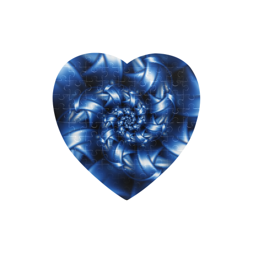 Blue Spiral Fractal Puzzle Heart-Shaped Jigsaw Puzzle (Set of 75 Pieces)