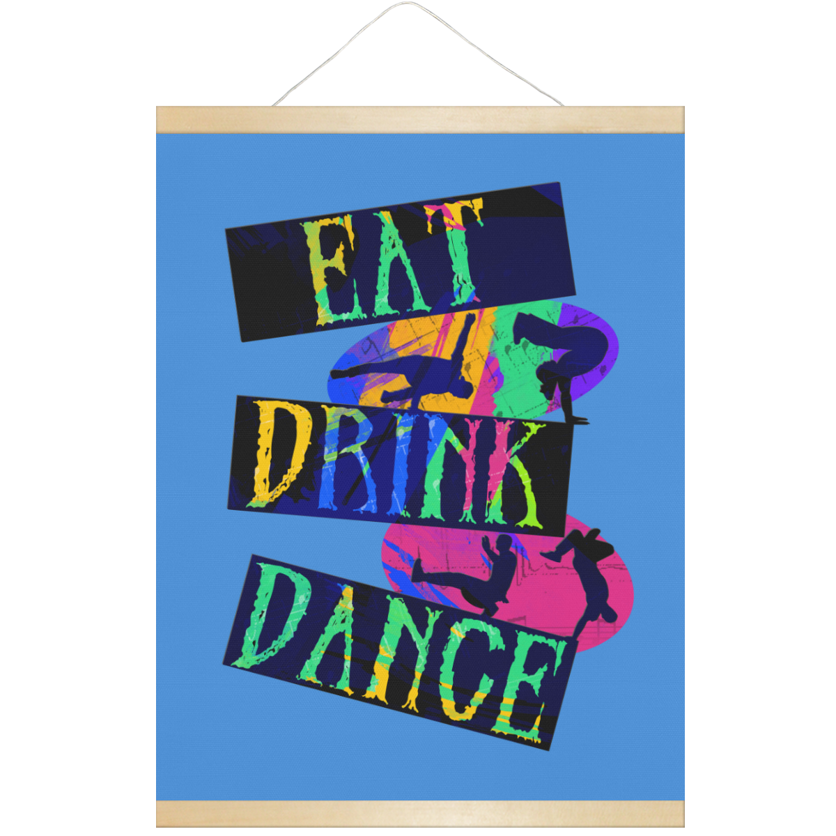 Break Dancing Colorful / Blue Hanging Poster 18"x24"